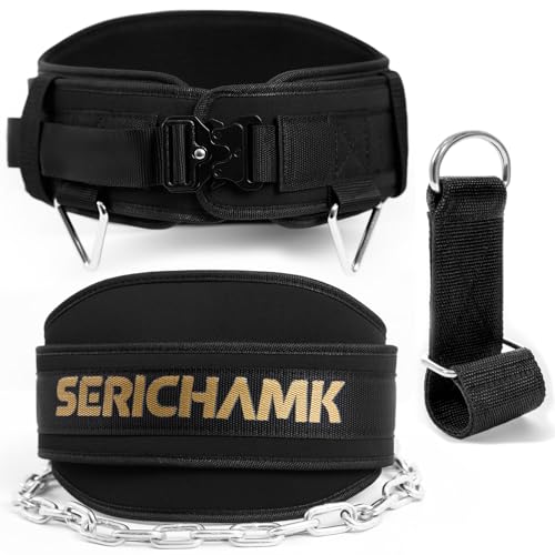 Weighted Dip Belt for Weight Lifting - 46" Pull Up Belt With Chain & Loading Straps