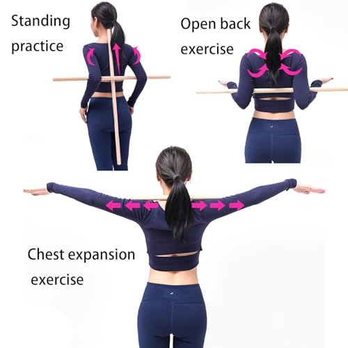 2PCS Yoga Rod Stick Set,Portable Pilates Bar Open Back Corrective Hump Round Wooden Stretching Tool with Buckle for Martial Artists Dancers Gymnasts - size: 23.6x0.8Inch