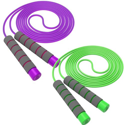 Jump Rope For Kids,Jump Rope Kids,Adjustable Soft Skipping Rope,Toddler Jump Rope With Skin-Friendly Foam Handles For Kids, Boys,Girls,Women, Men,Exercise Activity,Outdoor Fitness - color: Purple+Green