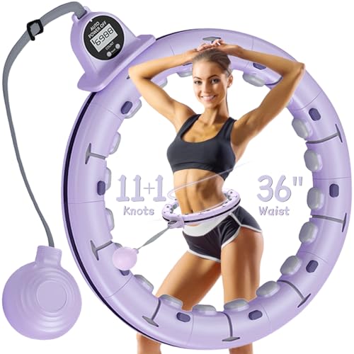30/24/12 Knots, Upgraded Magnetic Lock Weighted Hula Hoop for Kids Adults Weight Loss, Infinity Hoop Plus Size, Home Indoor Outdoor, Fitness Exercise, Abdominal Toner - color: Purple-12 Knots 36"