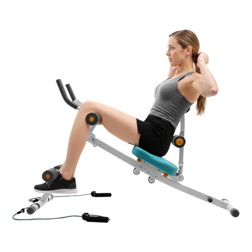 Ab Machine, Abs Workout Equipment with Resistance Bands & LCD Display, Adjustable Ab Trainer Machine, Whole Body Workout Waist Trainer for Women&Men, 264.55lbs Load Capacity