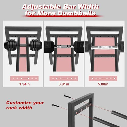 Dumbbell Rack, 2-Tier | 3-Tier Weight Rack for Home Gym, 300LB | 450LB Adjustable Dumbbell Rack Stand Only Weight Storage Rack Gym Organizer