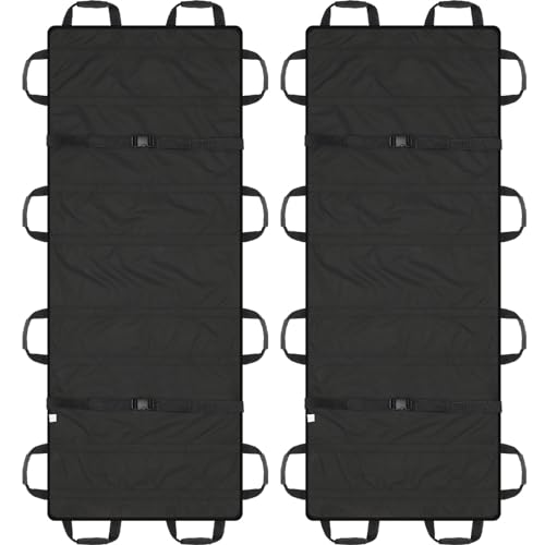 2 Pcs 72" x 27" Portable Transport Stretcher Medical with 12 Rubber Foam Handles Folding for Emergency Lightweight Patient and Animals Transport for Rescue First Aid(Black)