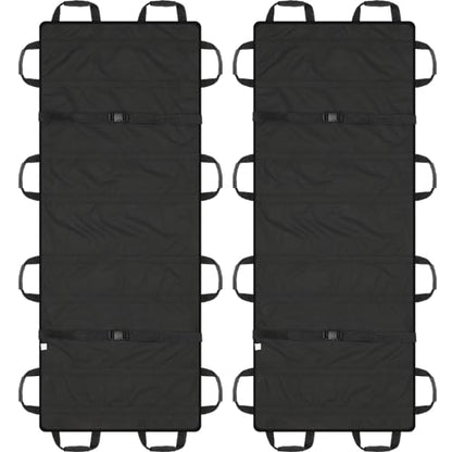 2 Pcs 72" x 27" Portable Transport Stretcher Medical with 12 Rubber Foam Handles Folding for Emergency Lightweight Patient and Animals Transport for Rescue First Aid(Black)