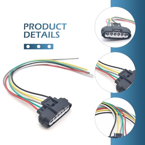 2PCS Throttle Body Pigtail, 6 Pin Plug & Play Throttle Position Sensor Repair Connector, Waterproof & Heat Resistant Vehicle Harness Plug Connector, Compatible with 90980-11858 (Black)