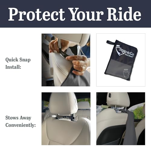 Car Seat Towel Cover After Gym Workout Yoga Pets: Snap-n-Go Seat Sheet™ Universal Fit with Headrest Post Straps, Quick-Dry Washable Sweat Protector for Car, Truck, SUV Interior Protection (Dark Gray)