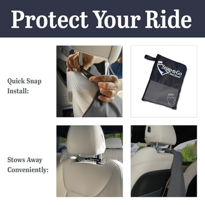 Car Seat Towel Cover After Gym Workout Yoga Pets: Snap-n-Go Seat Sheet™ Universal Fit with Headrest Post Straps, Quick-Dry Washable Sweat Protector for Car, Truck, SUV Interior Protection (Dark Gray)
