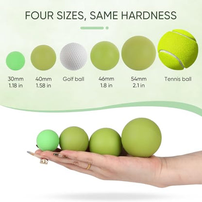 Silicone Massage Lacrosse Balls Set - Small Hard Myofascial Release Balls for Feet, Hands, Neck, Yoga, Deep Tissue Muscle Mobility Massage (4-Pack)