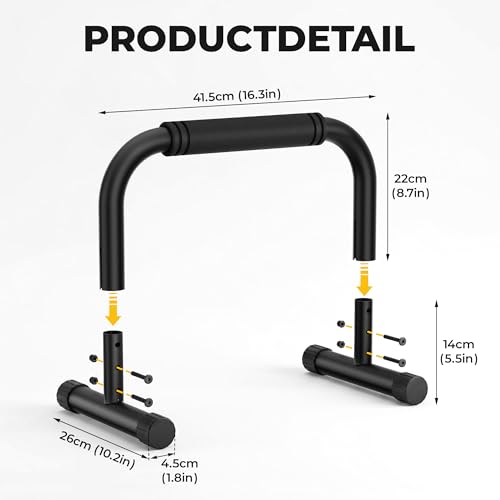 Push Up Bars, Adjustable 10–12.5 Inch Parallettes Bars for Calisthenics, Heavy Duty 880 LBS Parallel Dip Bars with Foam Handles & Non-Slip Rubber Feet, No Wobble Handstand L-Sit Stands for Home Gym