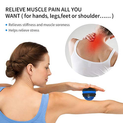 Massage Ball, Manual Roller Massager, 2-Pack Handheld Self Massage Therapy and Relax Full Body Tools for Sore Muscles, Shoulders, Neck, Arms, Legs, Back, Foot, Body (Blue+Purple)