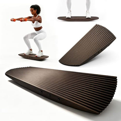 Wooden Balance Board 440Lbs - Anti-Fatigue Rocker Board for Standing Desk, 3D Curve Design for Core Strength & Physical Therapy, Balance Trainer for Surfing or Skateboarding