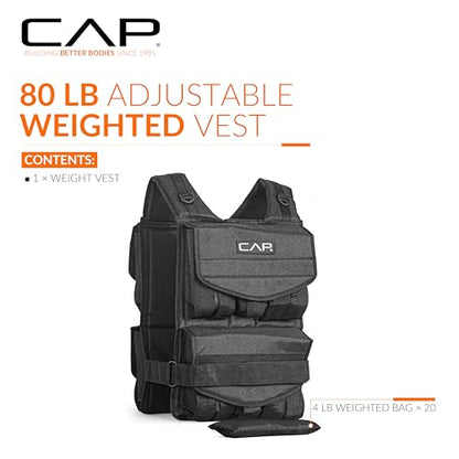 CAP Adjustable Weighted Vest 20–150 lbs for Strength Training, Running & Workouts, Weight Vest for Men & Women, Fitness Training Vest - style: 80lbs