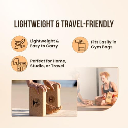 Eco-Friendly Cork Yoga Block Single, High-Density, Slip-Resistant by MHW - LIVE WELL
