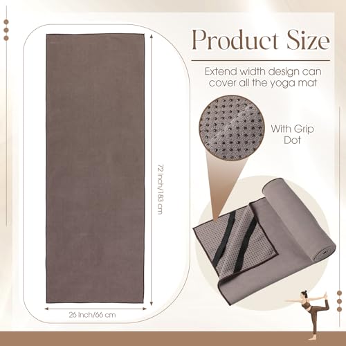 3 Pack Hot Yoga Mat Towel Non Slip Microfiber Pilates Towel with Grip Dots & Elastic Straps, 72" x 26" Absorbent Sweat Anti-Slip Hot Yoga Gym Mat for Fitness Workout(Beige Dark Gray Coffee) - color: Beige Dark Gray Coffee