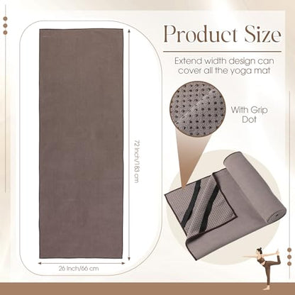 3 Pack Hot Yoga Mat Towel Non Slip Microfiber Pilates Towel with Grip Dots & Elastic Straps, 72" x 26" Absorbent Sweat Anti-Slip Hot Yoga Gym Mat for Fitness Workout(Beige Dark Gray Coffee) - color: Beige Dark Gray Coffee