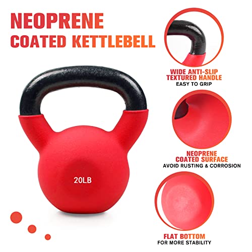 RitFit Neoprene Coated Kettlebell Weight Set, Solid Cast Iron - color: 20LB(Red)