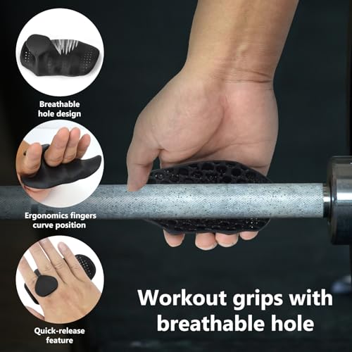Original Anti-Slip Workout Grips for Weight Lifting with Breathing Hole, Ergonomics Weight Grips for Women Hand Callus Protector Gym Gloves, Soft Rubber Gym Grips for Men Bodybuilding