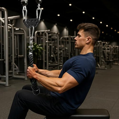 Multi-Grip LAT Pull Down Bar Hardened Powder-Coated Finish, 360° Rotating Stainless Steel Adapter, Neutral & Wide Grip Spreader Bar for Pulley System Gym & Cable Machines - color: BLACK-6in