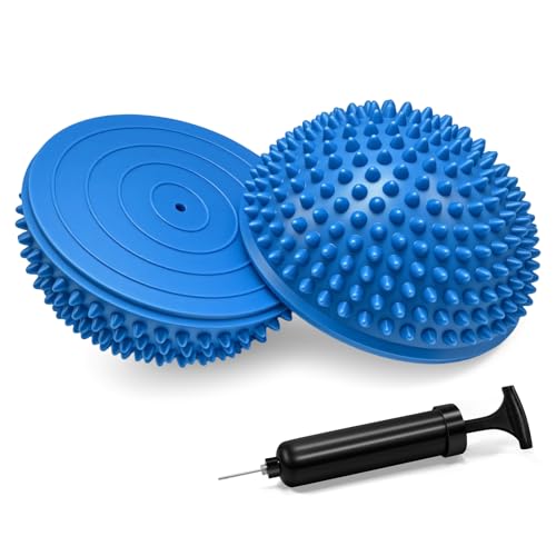 Wobble Cushion Set for Sensory Kids and Balance Training - Disc Plus 4 Pods, Board With Pump, Inflatable Stepping Pads for Adults