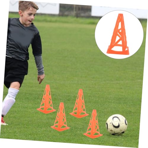 Slotted Marker Cones Neon Orange Football Obstacle Training Pylons Windproof Flat Design for Soccer Agility Drills Indoor Outdoor Use