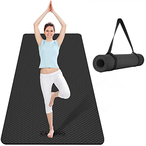 CAMBIVO Extra Wide Yoga Mat for Women and Men (72"/84"x 32"x 1/4") TPE Workout Mat, Non-slip Large Exercise Fitness Mat for Yoga, Pilates, Workout - color: Dark Black, size: 72" x 32" x 8mm