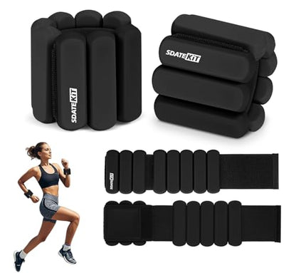 Wrist and Ankle Weights for Women & Men 2 Pack (1lb Each), Adjustable Silicone Wearable Arm & Leg Weights for Pilates, Gym, Yoga, Cardio, Strength Training - color: Black