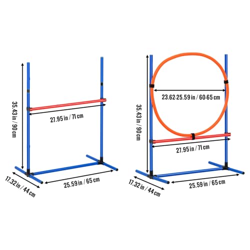 Happybuy Dog Agility Training Equipment, 4 PCS Set - Adjustable High Hurdles and Jump Ring, Puppy Obstacle Course Jump Starter Kit with Poles Storage Bag for Backyard, Indoor, Outdoor