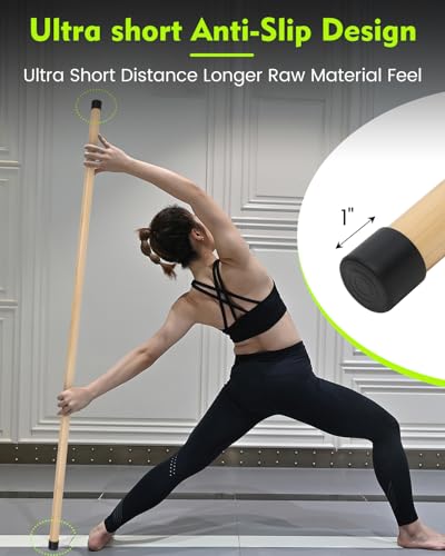 Yoga Stick, 5ft Exercise Stick for Mobility, Stretching Stick with Non-Slip Ends, Exercise Dowel for Pilates, Balance Pole and Stretch Bar for Stretching Equipment - size: 1 PCS 58 inches Natural Bamboo