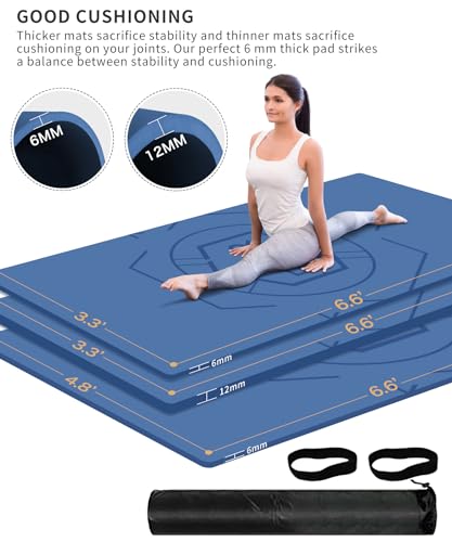 nuveti Large Exercise Mat (6'x 3'), Extra Wide Workout Mat for Men and Women, Yoga Mat Thick 1/2 1/4 Exercise Mats Non-Slip, Non-Toxic, Large Fitness Mat Perfect for Barefoot Exercise (Yoga, Pilates, Stretching, Meditation)