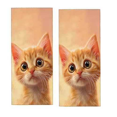 Cute Orange Cat Hand Towel for Bathroom 2 Pack,Soft Microfiber Face Towels for Bath,Kitchen,Spa,and Gym,Decorative Absorbent Polyester Towels,Perfect for Home or Hotel Decor 14.5x28in - color: Orange Cat33