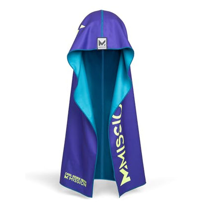 MISSION Reversible Cooling Hoodie Towel- Hood Towel, Cools Instantly When Wet, UPF 50 Sun Protection, Contours Your Head to Stay in Place, Great for Sports, Fitness, Gym (Teal Purple) - color: Teal Purple
