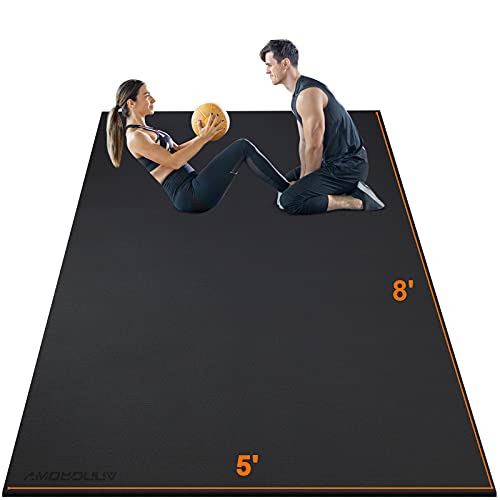 Large Exercise Mat 8'x5'|12'x6'|6'x4'|6'x2' Workout Mat for Home Gym Mats Exercise Heavy Duty Gym Flooring Fitness Mat Large Yoga Mat Cardio Mat for Weightlifting, Jump Rope, MMA, Shoe-Friendly