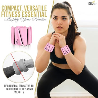 Adjustable Wrist & Ankle Weights for Women & Men, 2 Pieces, 1 lb Each (2 lbs Total), Weighted Bangles for Walking, Running, Yoga, Pilates, Barre, Cardio & Home Workouts