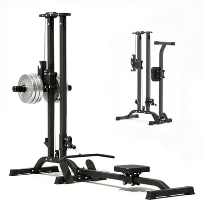 CR63 Foldable Cable Machine for Home Gym, 330LBS LAT Pulldown & Low Row Machine, Freestanding Compact Pulley System, Space-Saving Home Gym Equipment