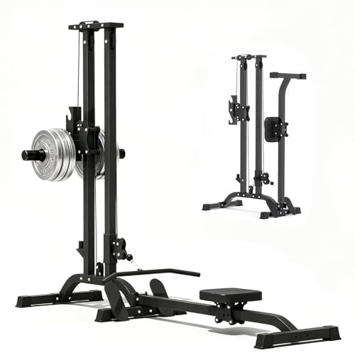 CR63 Foldable Cable Machine for Home Gym, 330LBS LAT Pulldown & Low Row Machine, Freestanding Compact Pulley System, Space-Saving Home Gym Equipment