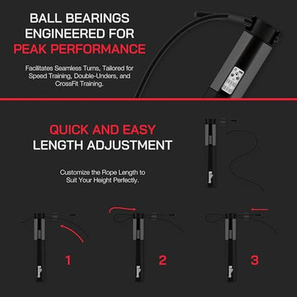 Smart Jump Rope with Counter & Bluetooth App, 2 in 1 Skipping rope with 3m Classic Cord for Traditional Jumping and Cordless Option, Tangle-free design for Home & Gym Workout (Black)