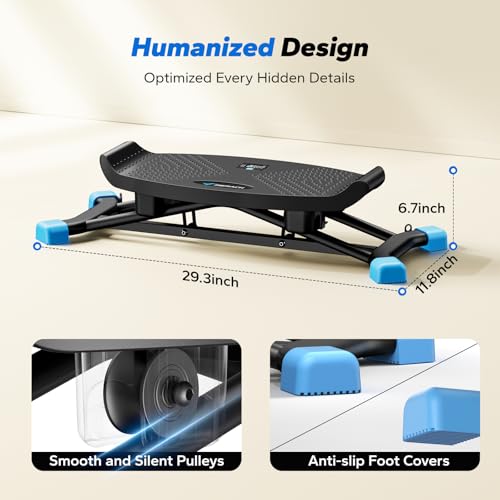 Merach Rocking Steppers for Exercise at Home, Mini Stair Stepper with Resistance Bands, Portable Balance Board Featuring LCD Monitor, 300 lbs Capacity Ski Trainer for Full Body Workout at Home Gym