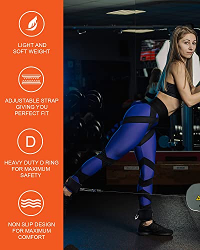 ATENTO 2 Pairs Ankle Strap for Cable Machine, Comfortable Padded Ankle Wrist Cuffs for Kickbacks, Gym, Glutes Workout & Lower Exercises, Adjustable & Breathable Ankle Straps for Women & Men