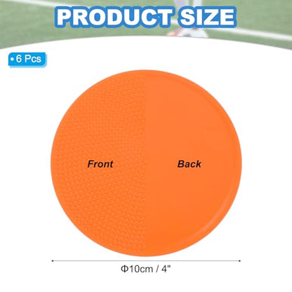 Spot Markers 4 Inch, 6 Pcs Non-Slip Floor Dots Agility Markers Flat Field Cones Poly Dots for Gym PE Speed Training Dance Soccer Basketball Sports, Orange