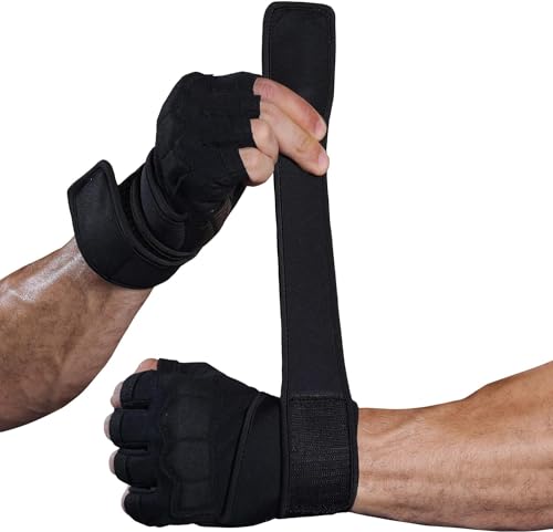 Mens Workout Gloves for Weight Lifting - Exercise Gloves for Men Women With Wrist Wrap Support, Palm Protection and Grips - Sport Daily Use - color: Black, size: Medium(7.4-7.8 in)