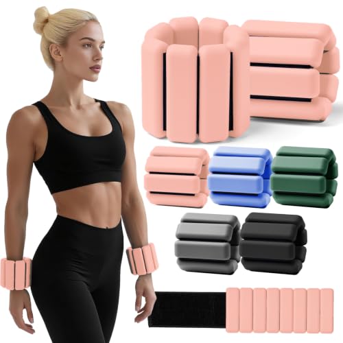 Weighted Bangles for Wrist and Ankle Weights for Women Each (Set of 2) | Workout Weights for Yoga, Pilates & Walking | Leg & Arm Weights Men - color: Nude, size: 1LB