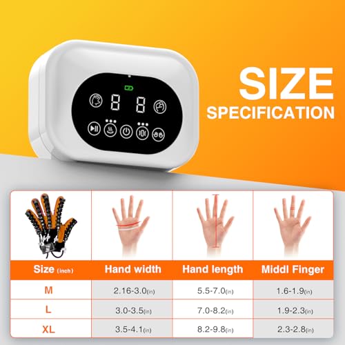 Hand Rehabilitation Equipment, Therapy Gloves for Stroke Hand Recovery Device, Robotic Rehab Glove for Finger Training, Adjustable Strength Hands Exerciser - size: Left-L