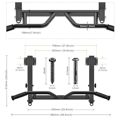 SELEWARE Heavy Duty Welded Pull Up Bar Wall/Joist/Ceiling Mount Chin Up Bar - color: E1: Black Joist Mount Pull Up Bar