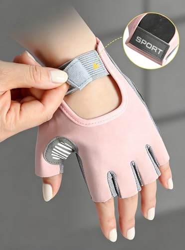 Women Workout Gloves Protection Dumbbell Glove Lightweight Breathable Glove - color: Pink, size: Small