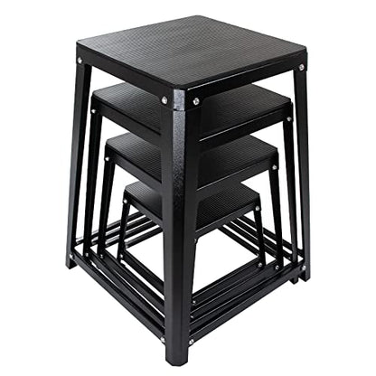 Plyometric Platform 12/18/20/24 Inch Fitness Exercise Jump Box Step for Fitting, Plyometric Jumping Exercise Training - color: Black 4P