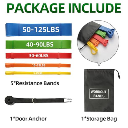 Resistance Bands for Working Out, Pull Up Assist Bands Set, Workout for Women and Men, Exercise Bands,Training, Plasticity, Physical Therapy at Home/Gym