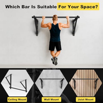 Pull Up Bar Wall Mounted, Adjustable Depth 51" Chin Up Bar, Strength Training Pull-Up Bars 500lbs Weight Capacity, Wall Mounted Pull Up Bars, Chin Up Workout Training Station for Home Gym Garage