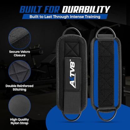 Ankle Straps for Cable Machine – Single or Pair 9mm Padded Neoprene Ankle Cuffs with Heavy Duty Dual D-Rings for Secure Glute Kickbacks, Hip Abductions, Cable Leg Curls & Lower Body Workouts