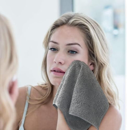 Orighty Microfiber Washcloths Bulk Towels Set 100 Pack, Highly Absorbent and Soft Feel Face Cloths, Multi-Purpose Wash Cloths & Hand Towels for Bathroom, Hotel, Spa, and Gym, 12x12 Inch, Grey - color: Grey