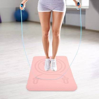 Anti-Slip Workout Mat Non-slip Tpe Skipping Rope Mat 23.6x15.7x0.4Inch Soundproofing Fitness Exercise Pad for Indoor Home Gym Workout Yoga Training